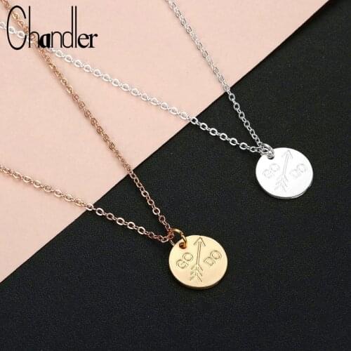 Chandler Go and Do New Pendant Necklace For Girls Arrow Round Disco Dangle Young Women theme Faith Encourage Jewelry Gifts