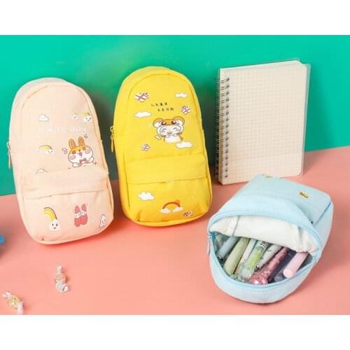 Large Capacity Pencil Case Kawaii Canvas Pencilcase School Pen Case Supplies Pencil Bag School Box Pencil Pouch Stationery