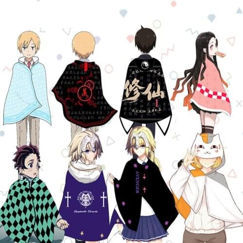 Demon Slayer Kids Superhero Capes Flannel Solid Boys Girls Birthday Party Favor Anime Cosplay Cloak Cute Velvet Hooded Long 2021