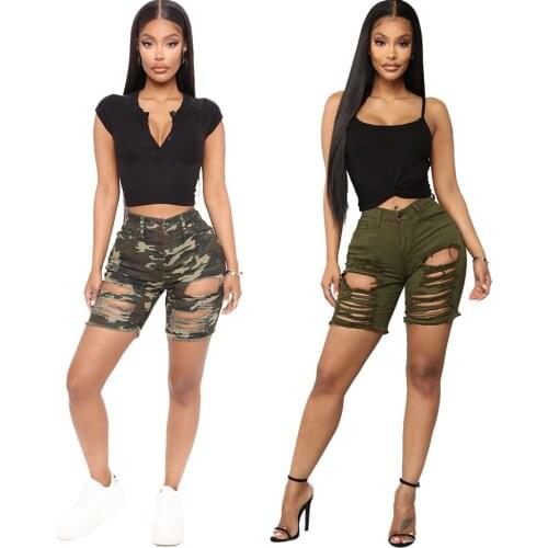 Hot Brand Womens Jeans Ripped Slim Stretch Fashion All-Match High Waist Temperament Commuter Summer Ladys Shorts Jeans