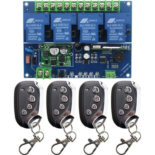 DC12V 24V 36V 48V 30A 4CH RF Wireless Remote Control Switch With metal Transmitter Gate Garage Door lamp/ window