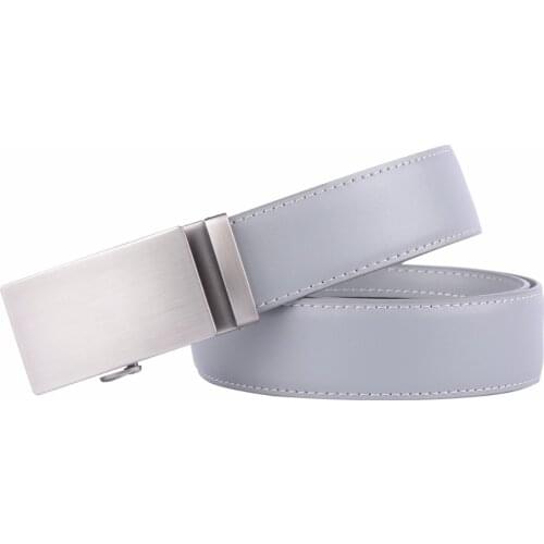 New Designer Popular Luxury Brand Cowhide Leather Belt Men Gray Automatic Buckle Business Casual Belts For Men 3.5 Width