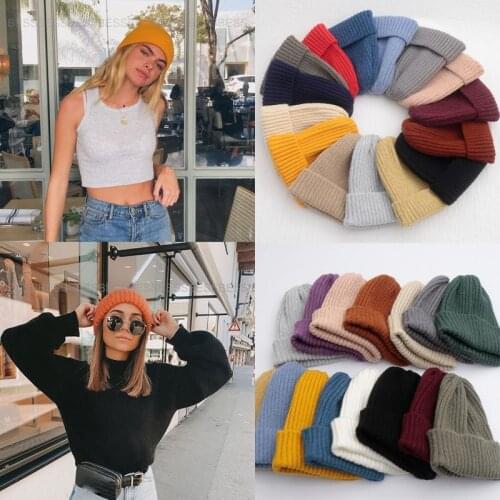 New Solid Knitted Warm Soft Hats for Women Beanie Fashion Trendy Winter Women Casual Caps Hair Accessories шапка женская