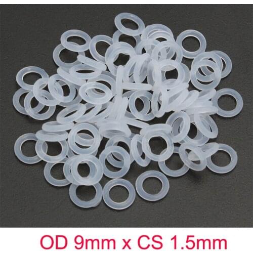 OD 9mm x CS 1.5mm o ring silicone transparents rubber o ringen