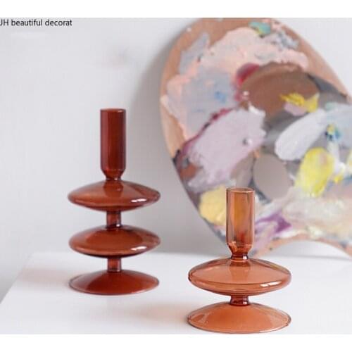 Nordic Creative Glass Vase Romantic Light Luxury Retro Candle Cup Glass Cover Table Decoration Home Decoration Accessories