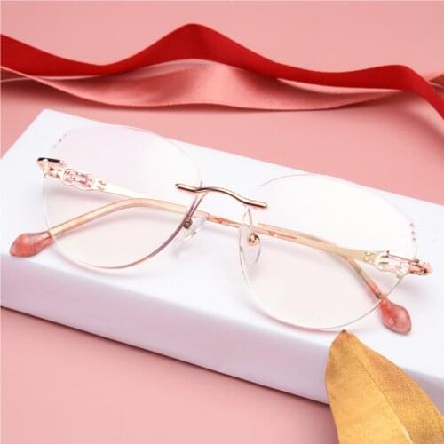 New Anti-blue Light-proof Retro-net Red-eye Frame No-frame Diamond Glasses Rhinestone Sunglasses Optical Glasses