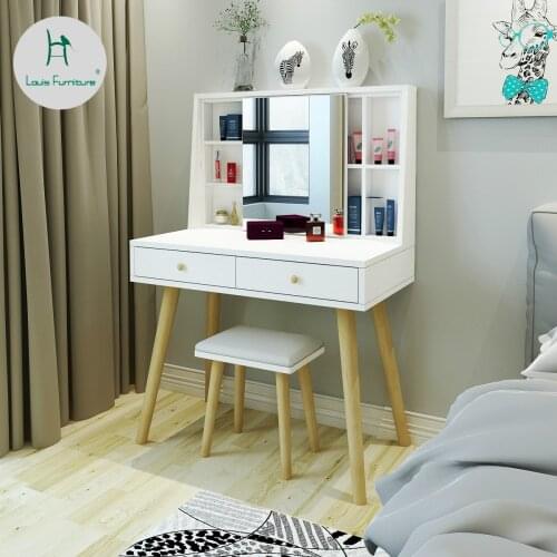 Louis Fashion Dressers Simple Nordic Wind Storage Multi-functional Solid Wood Make Up Table