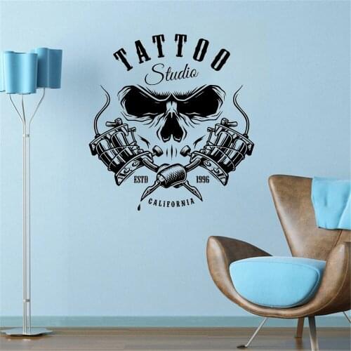 TATTOO Studio Room Decoration Skull Waterproof Removable Wall Tattoo Sticker WallpaperWall Art Salon Wall Decals Vinyl OV22