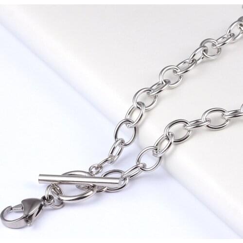 TJP 10PCS/Lot 18'' (45cm) Silver/Rose gold/Gold 316L Stainless Steel Toggle Chain Floating Locket Pendant Necklace Wholesale