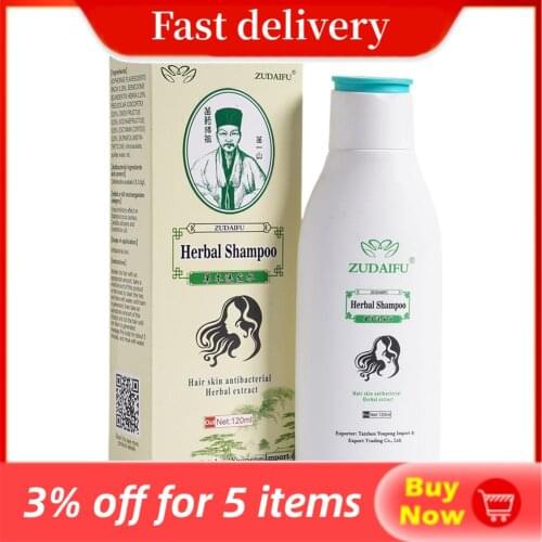 120Ml Zudaifu Herbal Ginseng Keratin Hair Treatment Shampoo Mite Growth and Removal Care Repair Hair Antibacterial Serum