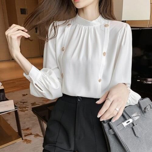 Versatile Fashionable and chiffon shirt design of 2021 spring new Satin shirt