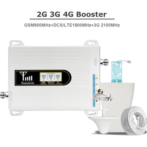900 1800 2100mhz Cell Phone Booster Tri Band Mobile Signal Amplifier 2G 3G 4G LTE Cellular Repeater GSM DCS WCDMA Set