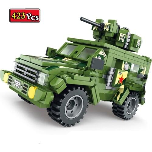 Military Series World War II Wheeled Armored Vehicle Soldier Weapon Accessories Building Blocks Bricks Toys Christmas Gifts