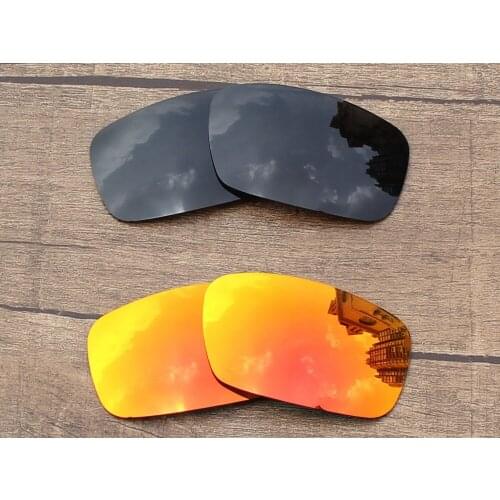 Vonxyz 2 Pairs Stealth Black & Ruby Mirror Polycarbonate Replacement Lenses for-Oakley Crankshaft Frame