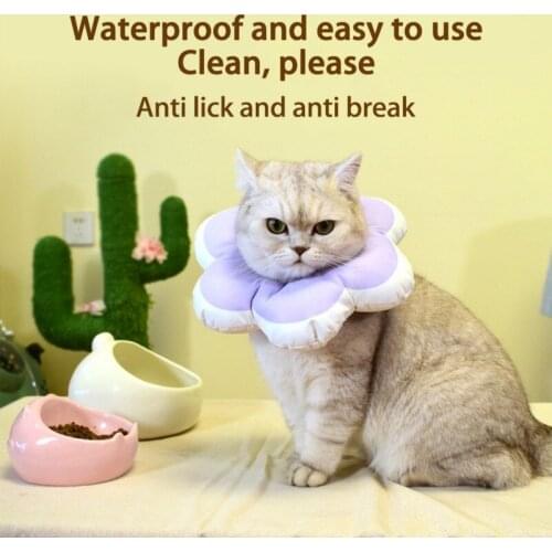 Elizabeth Collar Adjustable Neck Collar Cotton E-CollarColorful Flowers Shaped Anti-bite Pet Collar Waterproof Headcover