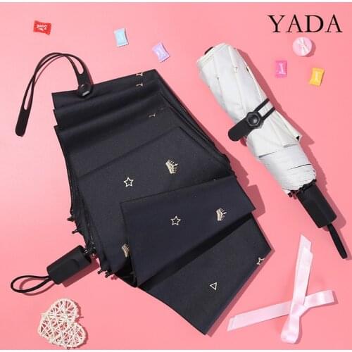 YADA 2020 Ins Star Crown Pattern Princess Umbrella Rain uv Three Folding Umbrella For Women Windproof Umbrellas Female YS200162