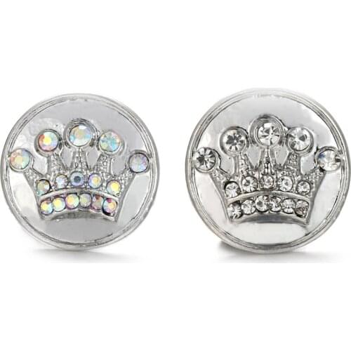 10pcs/lot Snap Button Jewelry Crystal Crown Snap Buttons Fit 18mm/20mm DIY Snap Bracelet Buttons Jewelry