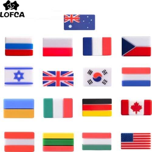 LOFCA 10pcs Food Grade Silicone beads National Flag DIY Nursing Jewelry Accessories Teething Beads BPA Free Baby Teether