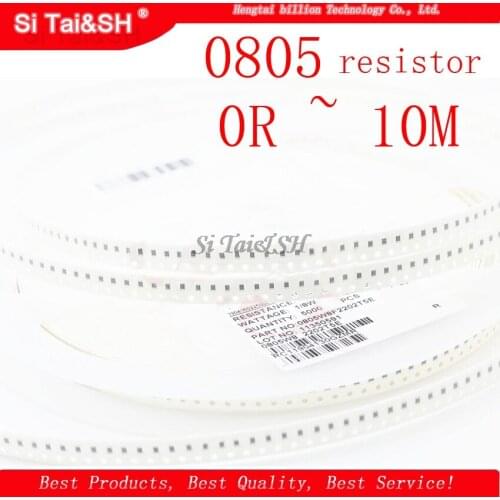 100Pcs 0805 SMD 1/8W chip resistor 0R ~ 10M 0 10R 100R 220R 330R 470R 1K 4.7K 10K 47K 100K 0 10 100 330 470 ohm