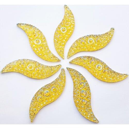 15x48mm S SHAPE Yellow AB Sew on Resin Strass Rhinestones Crystals Stones Sewing crafts for Prom Wedding Bridal Dress Decoration