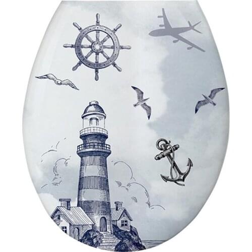 1PC 18 Inches Thickening Printed Toilet Lid U-shaped Toilet Seat Cover Universal Toilet Lid Creative Patterns Toilet Sea