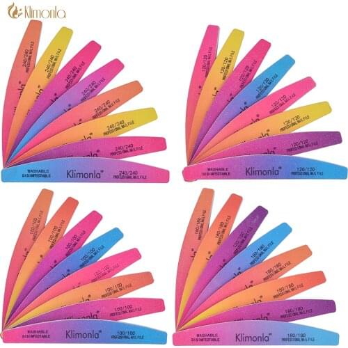 4/16 pcs Colorful Curved Nail File 100/120/180/240 Sandpaper Gradient Shiny Fingernail File for Manicure Nail Care Lime a ongle