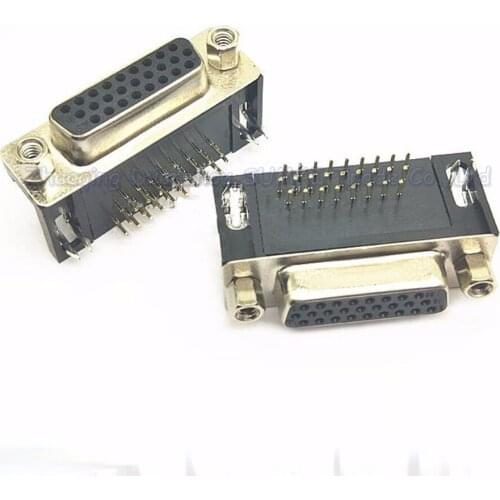 5PCS HDR26 Female Socket Connector 26P DB26 bend pin three rows 90 degree