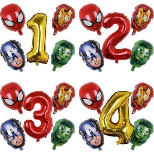 5pcs Marvel Spiderman Captain America Birthday Balloons 32" Number Inflatable Foil Balloons Kids Birthday Baby Shower Air Golobs