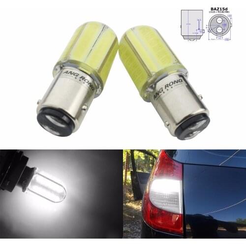 ANGRONG 2x 8W COB SMD 8 LED Reverse Brake Stop Tail Fog Light 566 BAZ15D P21/4W 6000K (CA319)