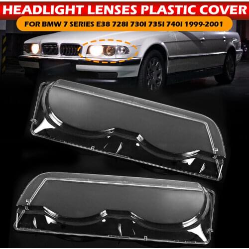 Car Headlight Glass Cover Clear 4 Door Automobile Left Right Headlamp Head Light for BMW E38 728i 730i 735i 740i 1999 2000 2001