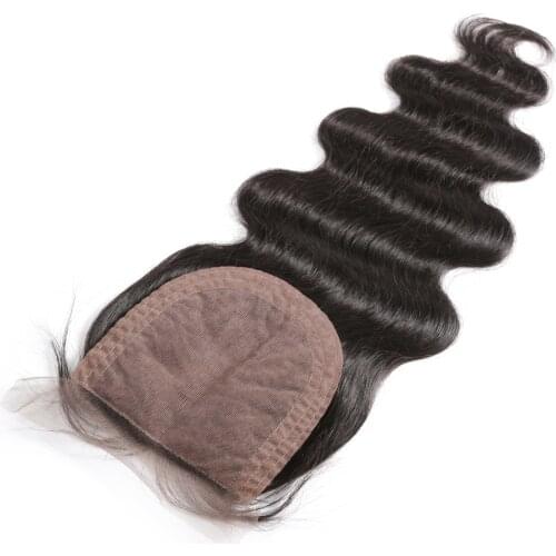 Middle Part Silk Base Closure Brazilian Body Wave Hair Closure with Bleached Knots 100% Human Virgin Hair Fast Free Shipping