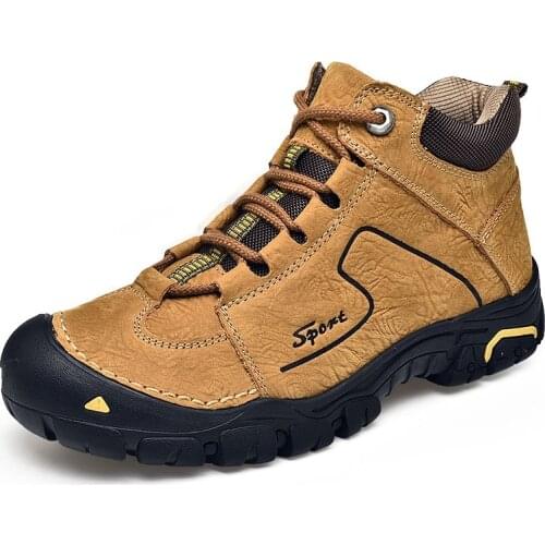 Brand Outdoor Shoes Genuine Leather Trekking Hiking Shoes Men Waterproof Hiking Boots Winter Sneakers Mountain Climbing Shoes