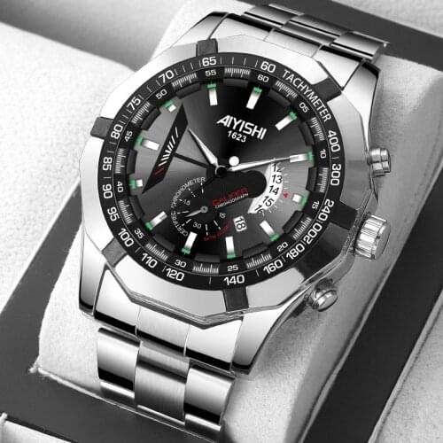 AIYISHI Top brand Waterproof Men Watches Student Edition Watch Night Light Display Calendar Quartz Steel Watch gift for male