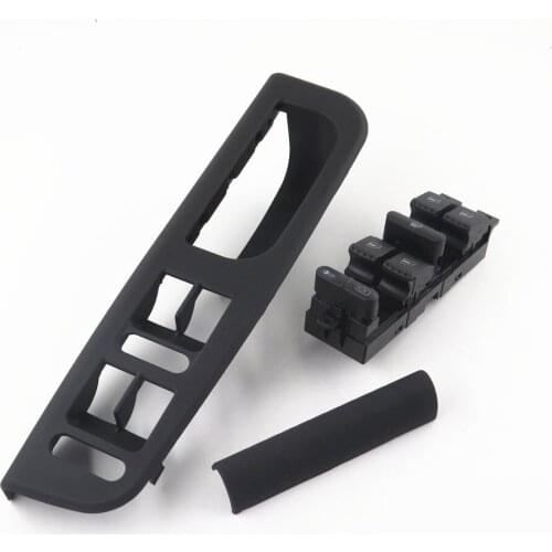 Black Master Window Switch+Panel Bezel+Interior Handle Trim Cover Kit for Bora Passat Jetta Golf 1J4959857 3B0867175 3B1867171
