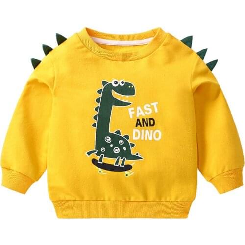 Childrens Clothing Autumn Long Sleeeve Cartoon Sweatershirt Baby Dinosaur Sweater For Boys Round Neck Bottoming Shirt Outwear