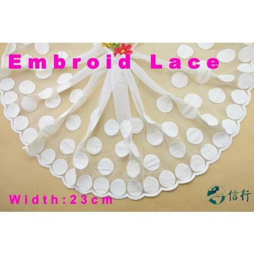23cm width cotton embroid lace sewing ribbon guipure trims fabric warp knitting DIY Garment Accessories free shipping#3494
