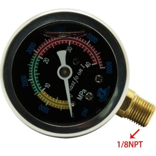 HPAT Black- 1/8NPT PCP Paintball Vertical Manometre for Fill Station 40Mpa/6000psi High Pressure Gauge