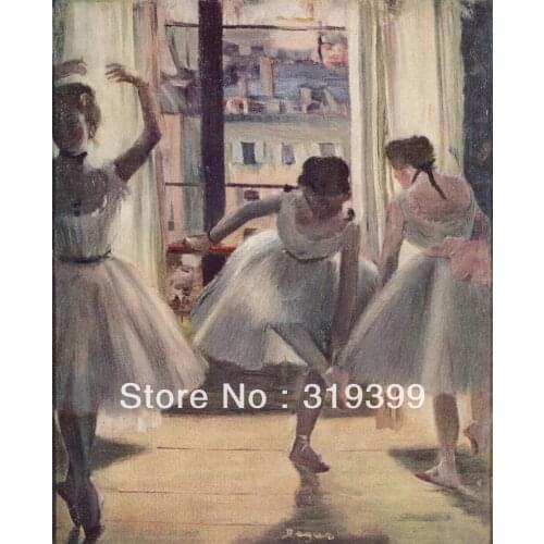 Oil Painting Reproduction on Linen Canvas,three-dancers-in-an-exercise-hall by edgar degas ,Free DHL FAST Shipping,100%handmade