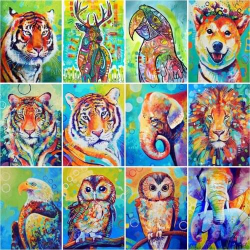 HUACAN Paint By Numbers Tiger Animal Wall Art Unique Gift Hand Painted On Canvas Picture By Numbers Owl For Living Room