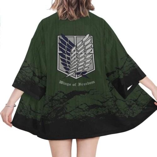 Attack on Titans Survey Corps Logo Cosplay Kimono Coat Mens Attack on Titan Harajuku Cardigan Cloak Coats for Women Streetwear