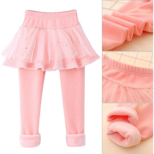 JOCESTYLE Warm Winter Children Girls Clothing Elastic Waist Legging Party Gauze Skirts Pants Dropshipping