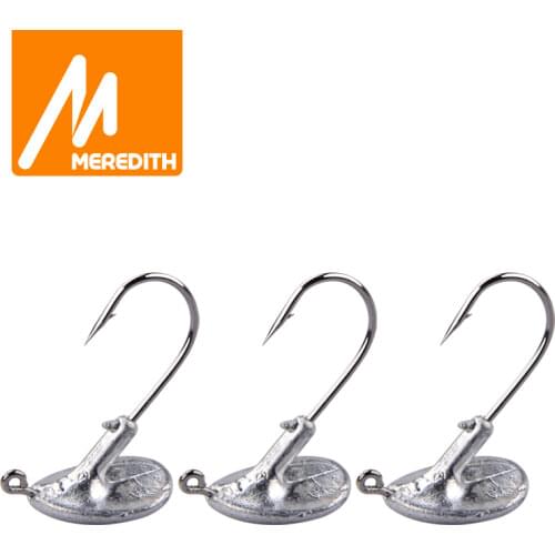 MEREDITH 10PCS Blood Slot Lead Jig Head Tumbler leaded head Fishing Hook 3.5g 5g 7g 10g 14g for Soft Lure Carbon Steel