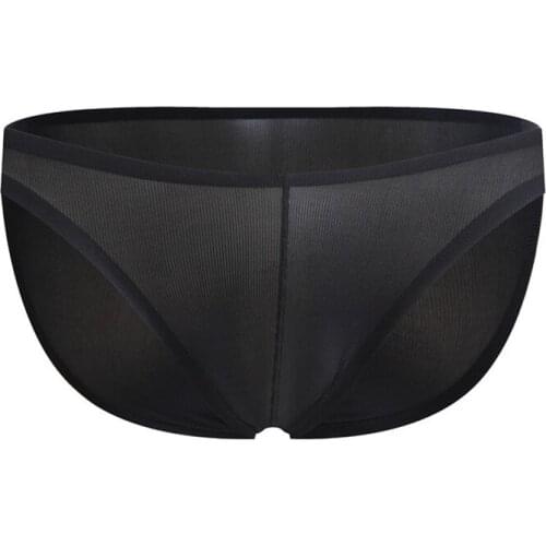 Mens Seamless Briefs Japanese Thin Ice Silk Translucent U-convex Breathable Low Waist Large Size Underwear Bikini Briefs