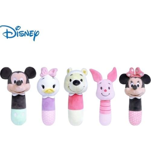 Disney Plush Toys Mickey Mouse Minnie Winnie The Pooh Baby Soothing Toys Plush Grasping Stick Cute Toys Gifts for Boys Girls