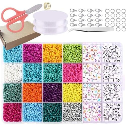 Beads Kit Jewelry Making Kit Beads for Bracelets - Bead Craft Kit Set, Glass Pony Seed Letter Alphabet DIY Art and Craft