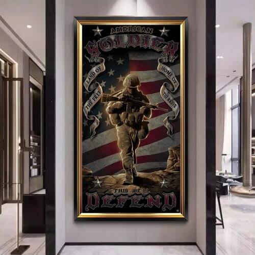 Diy 5D Military American Flag Army Soldier Full Diamond Painting Cross Stitch Kits Art Scenic 3D Paint By Diamonds Home Decor