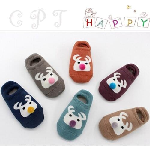 New Cartoon Newborn Baby Socks Childrens Socks Cotton Thickened Infant Floor Socks Non-slip Baby Boat Socks For Boy Girl 0-2 Y