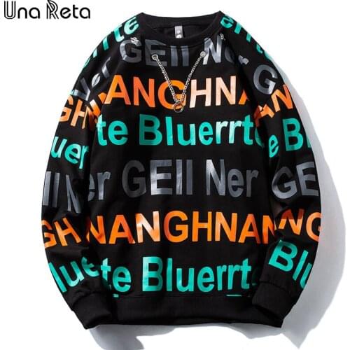 Una Reta Sweatshirts Spring New Men Clothing Hip Hop Letter Print Pullover Harajuku Tops Couples Oversized Sweatshirt Man