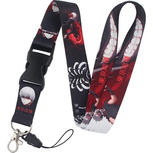 New Tokyo Ghoul Lanyards Keychain DIY Hang Rope Lariat Key Chain Gothic Anime Cartoon Print Webbing Neck Straps ID Badge Holder