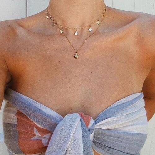 HebeDeer Necklace Multilayer Chain Women Necklaces Crystal Jewelry Lovers Silver Color Trendy Trendy Girl Collares Collier